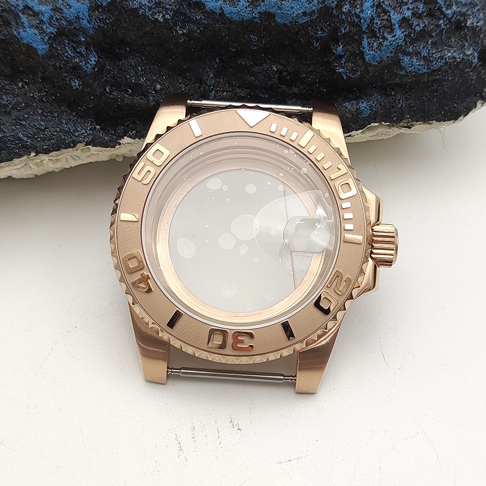 40mm Rose Gold Stainless Watch Case Mineral for Nh35 NH36 Movement 28.5mm Dial