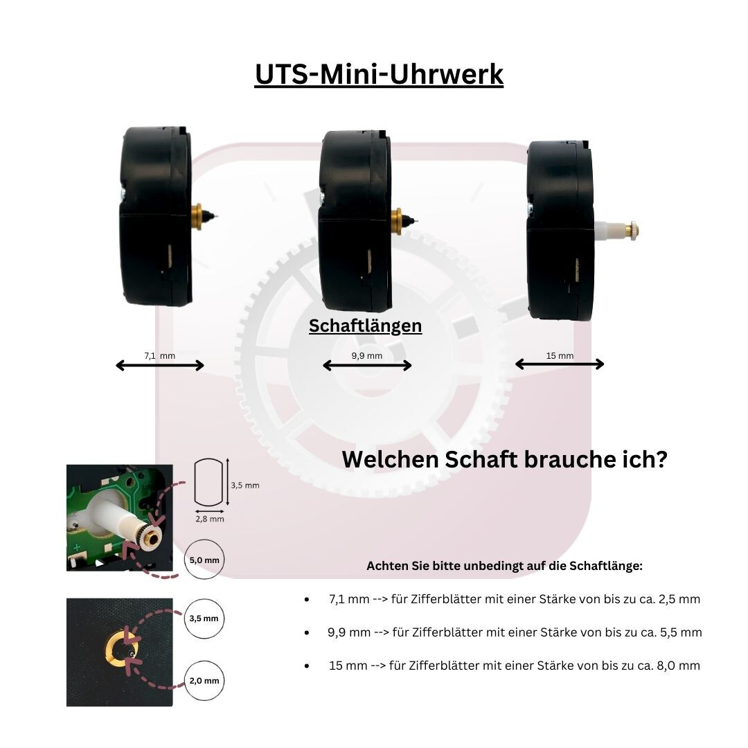 UTS Mini Quartz Movement 696 Round 9.9 Mm Shaft + Hands 60/42 Mm – Germany
