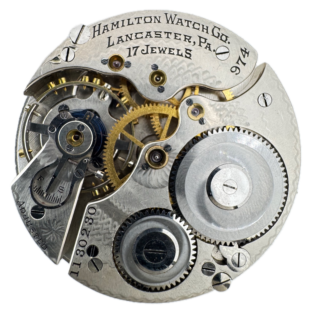 Antique 16s 1915 Hamilton 17j Mechanical Pocket Watch Movement 974 USA