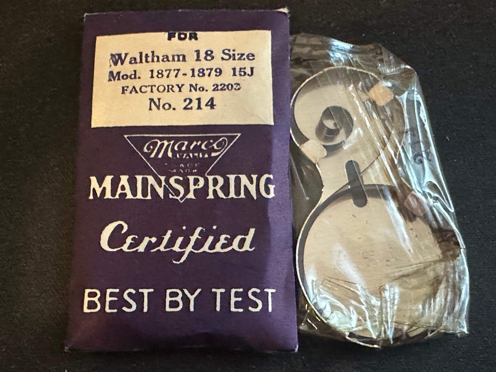Marco Mainspring #214 for 18s Waltham Factory No. 2203 – Steel