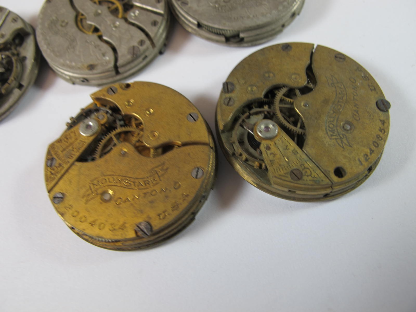 HAMPDEN 4/0 SIZE MOLLY STARK WATCH MOVEEMNTS 5 PIECES WITH NICKEL