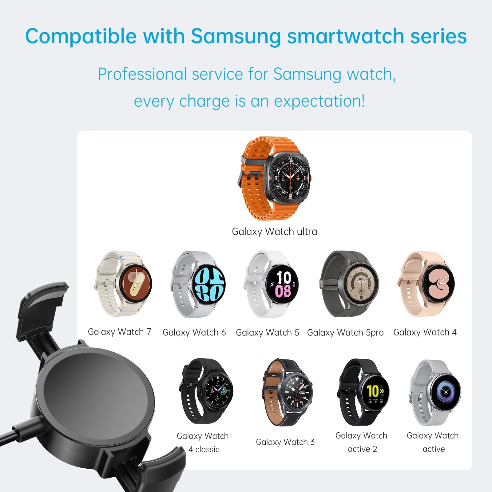 Galaxy Charger,Samsung 8/8 /7/7 Ultra/6/6 /5 /5/4/4 /3 Active2/1,Clip on Gala…