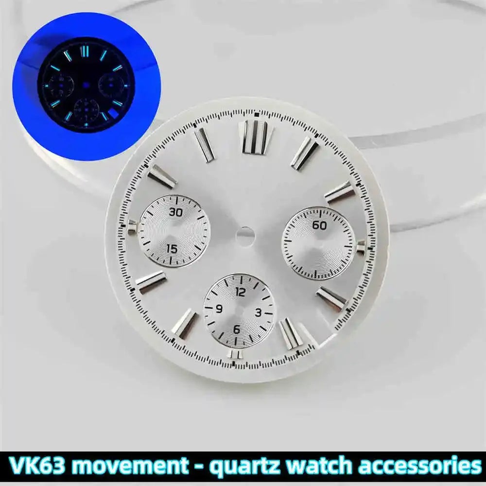 39mm Transparent Acrylic Watch Case 20mm Watch Bands Set 29.5mm Dial for VK63