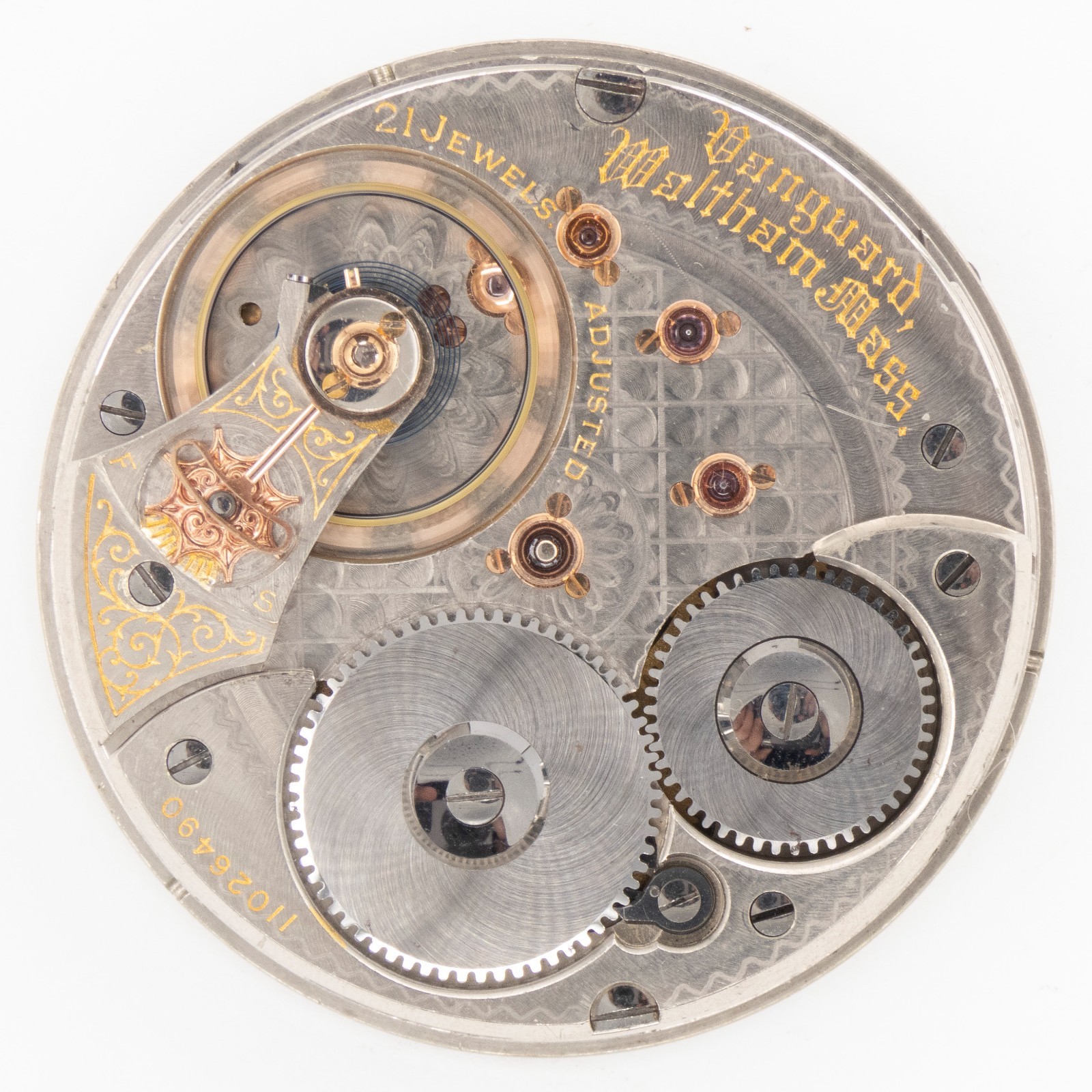 Waltham Grade Vanguard 18-Size 21-Jewel Antique Pocket Watch Movement, Runs