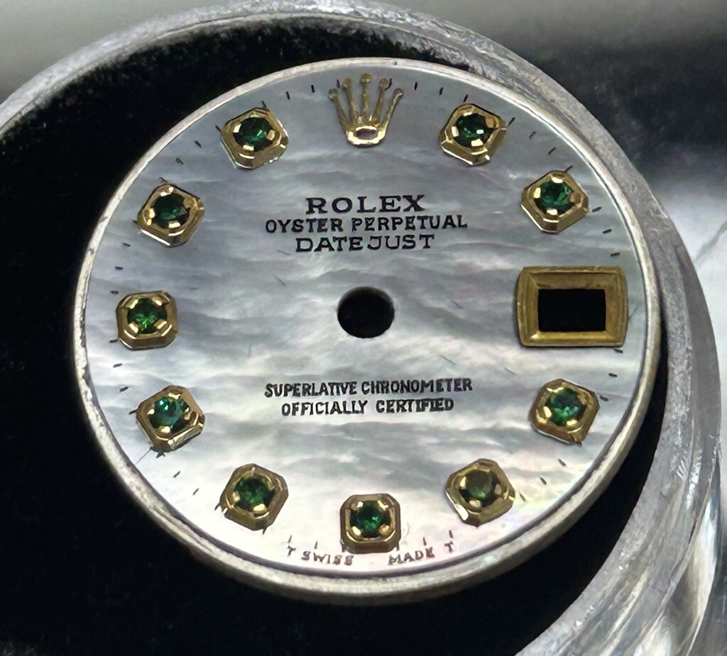 Rolex Ladies Datejust/President Custom Dark MOP Emerald Dial For 26mm Watches