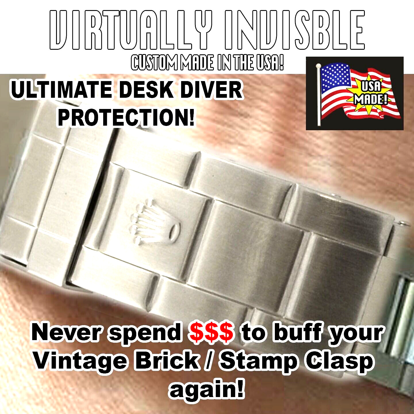For-RolexTop Surface Brick Style Clasp Protectors Vintage Clasp Submariner