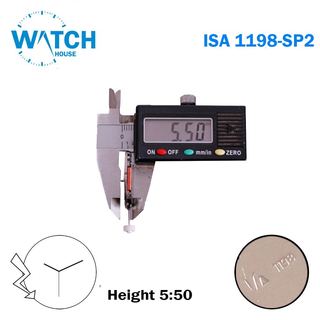 ISA 1198 SP2 Swiss Made Watch Movement, Without Disk, 3 Hands, Height 5.50.