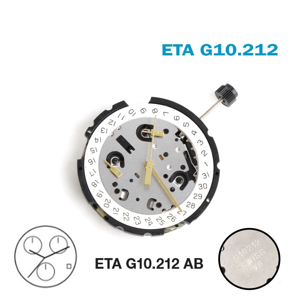 ETA G10.212 SWISS🇨🇭 Made Movement White Date Disk at 4 Horizontal, Chronograph