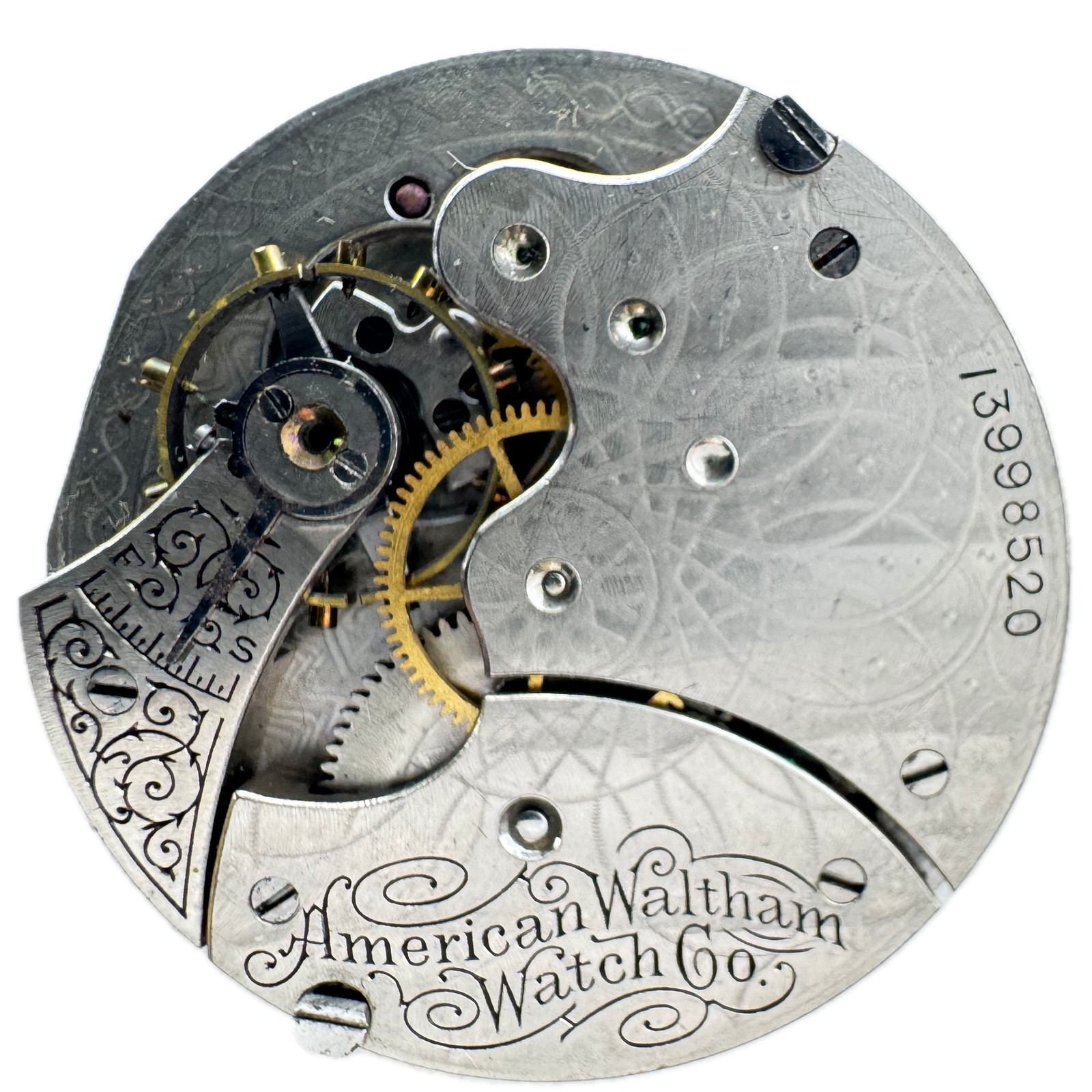 Antique 6s 1904 Waltham Medium Spade Hands Hunter Pocket Watch Movement Seaside