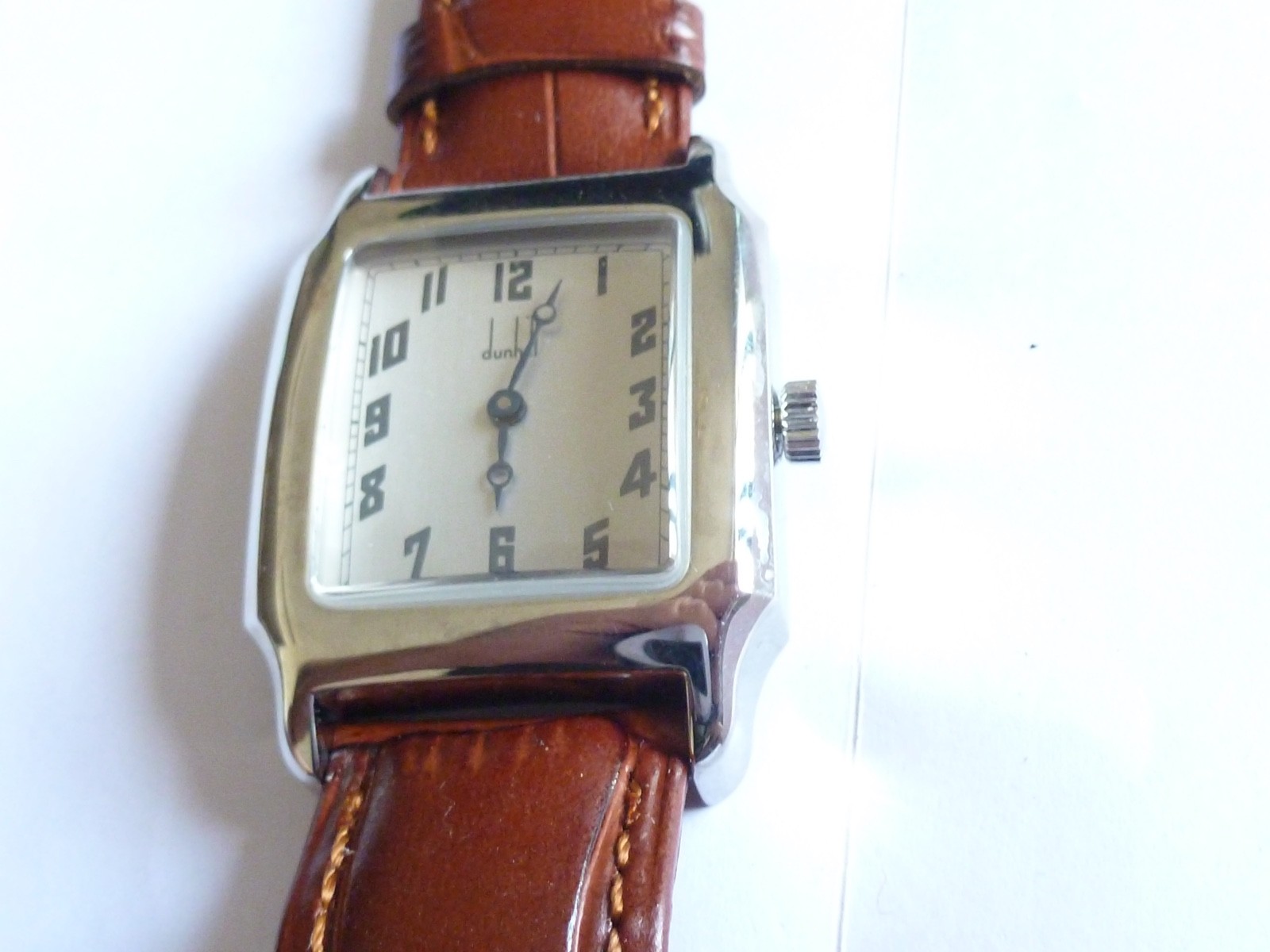 Vintage NOS DUNHILL Men’s Rectangular Steel Wristwatch Manual ETA 28mm x 39mm