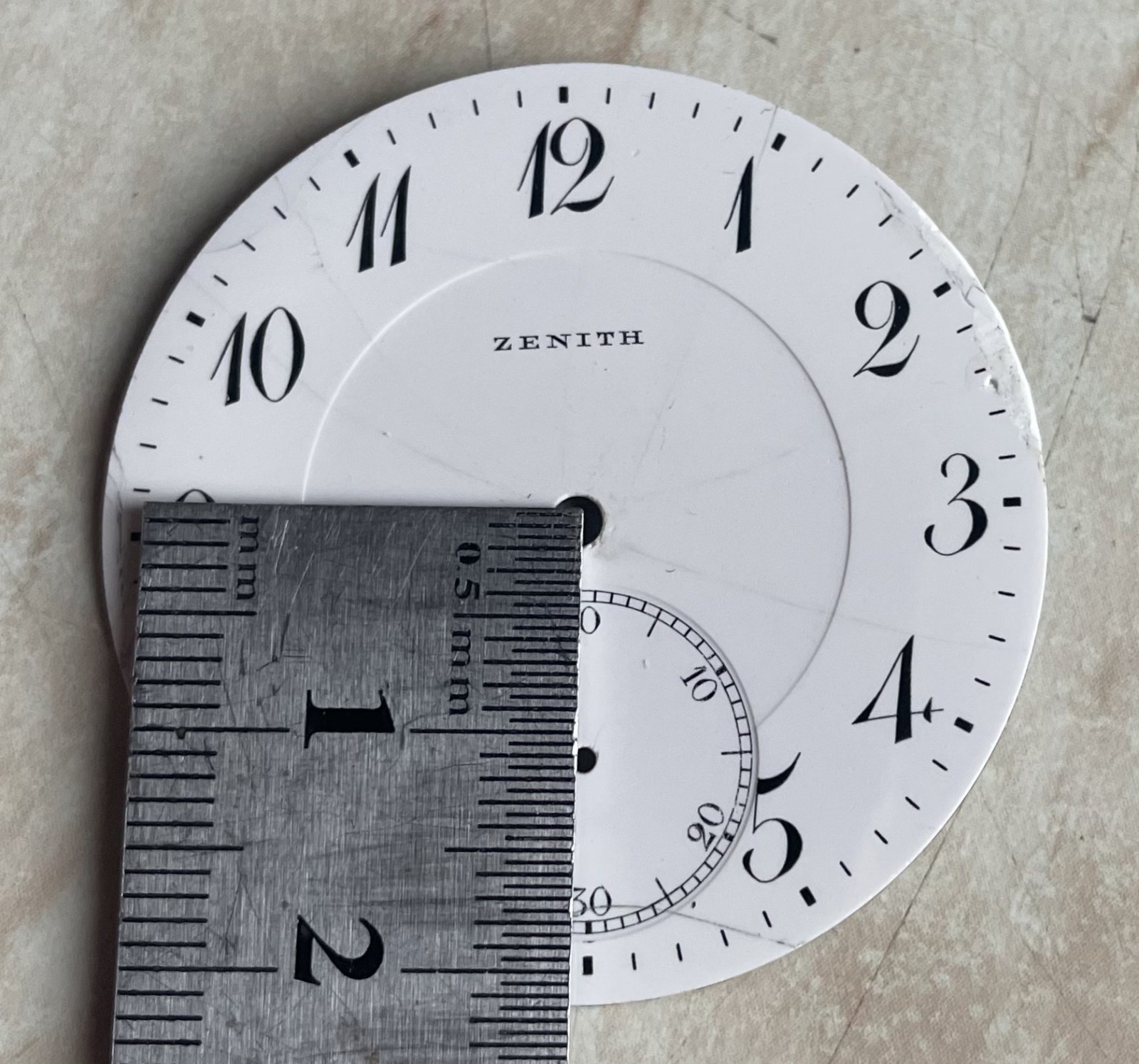 Vintage Zenith Pocket Watch Set Porcelain Dial and Hands