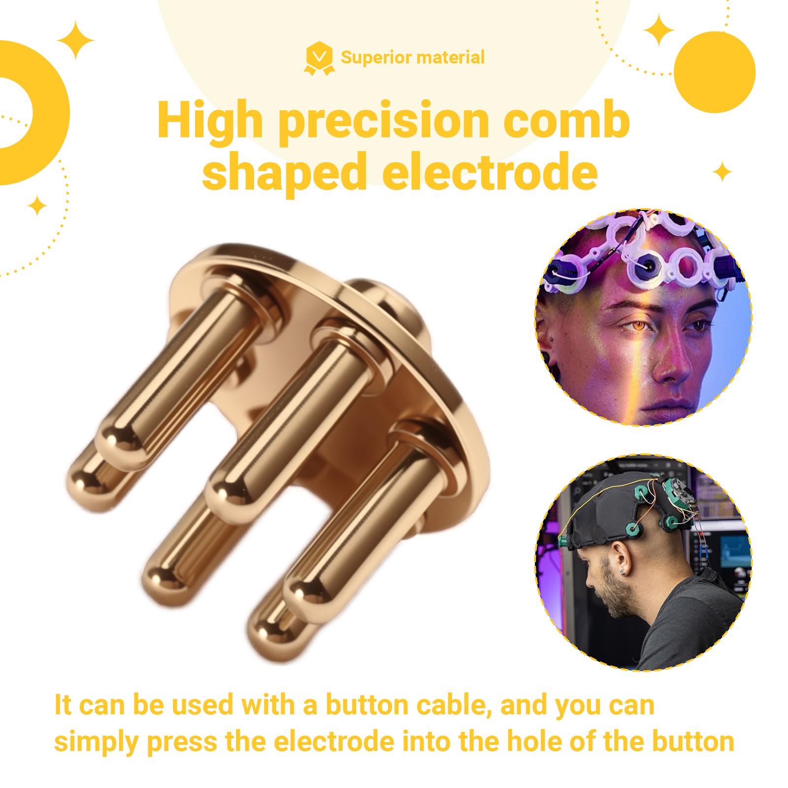 Gold-Plated 6-Prong Dry EEG Electrode High Accuracy Comb Electrodes X6Z35298