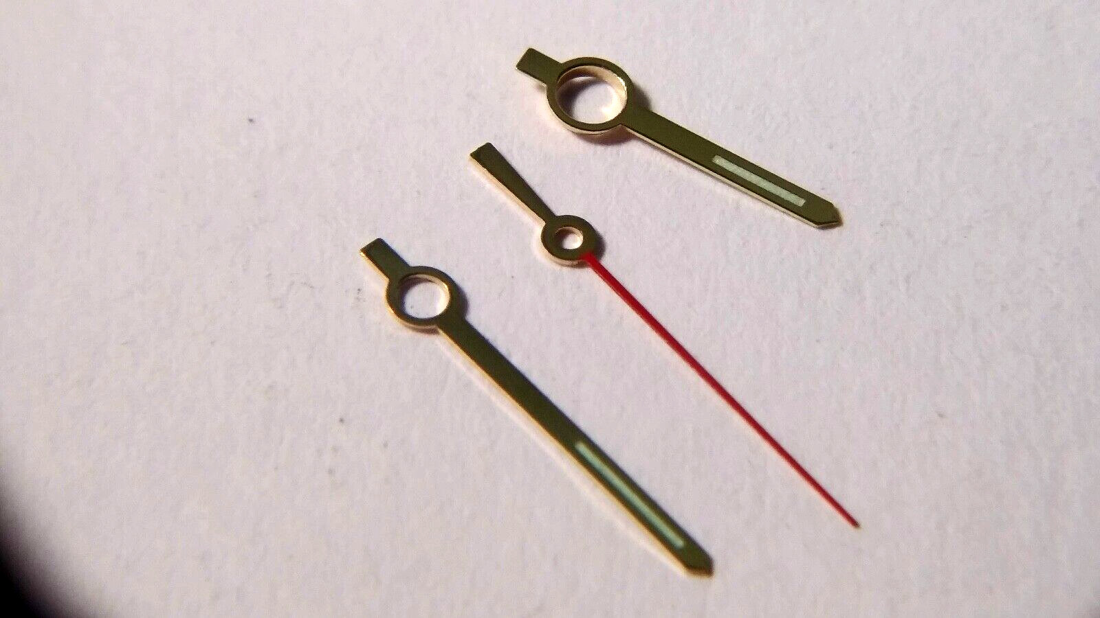 3 Watch Hands Luminescent YELLOW and RED (HOUR MINUTE SECOND hands), hour 195 ho
