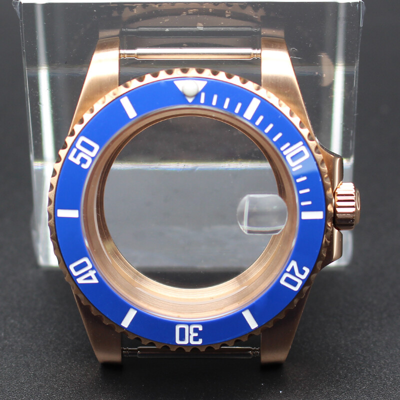 40mm Rose Gold Watch Case Cyclops Sapphire Glass For Seiko nh35 Nh36 2824 8215