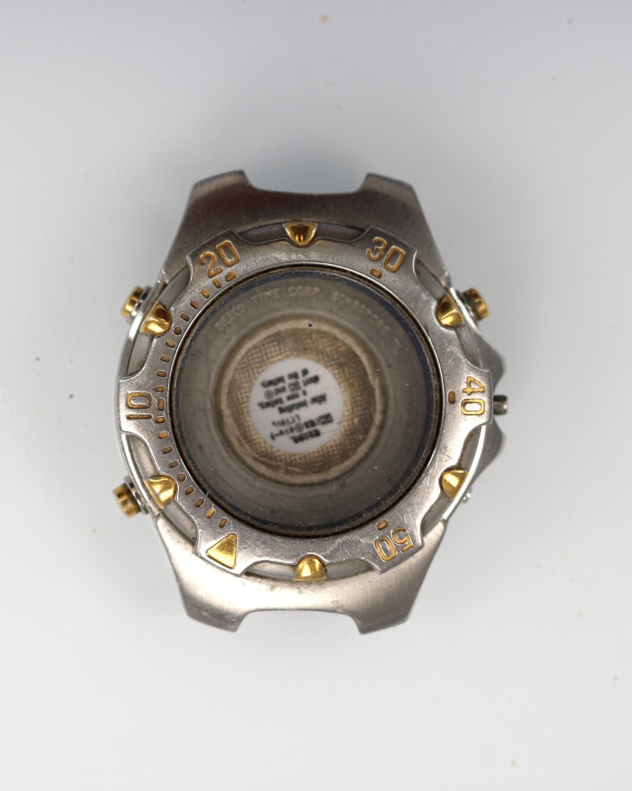 Seiko Watch Men 100m Stainless Steel Silver Gold Battery 7T32-6M49 NON-WORKING