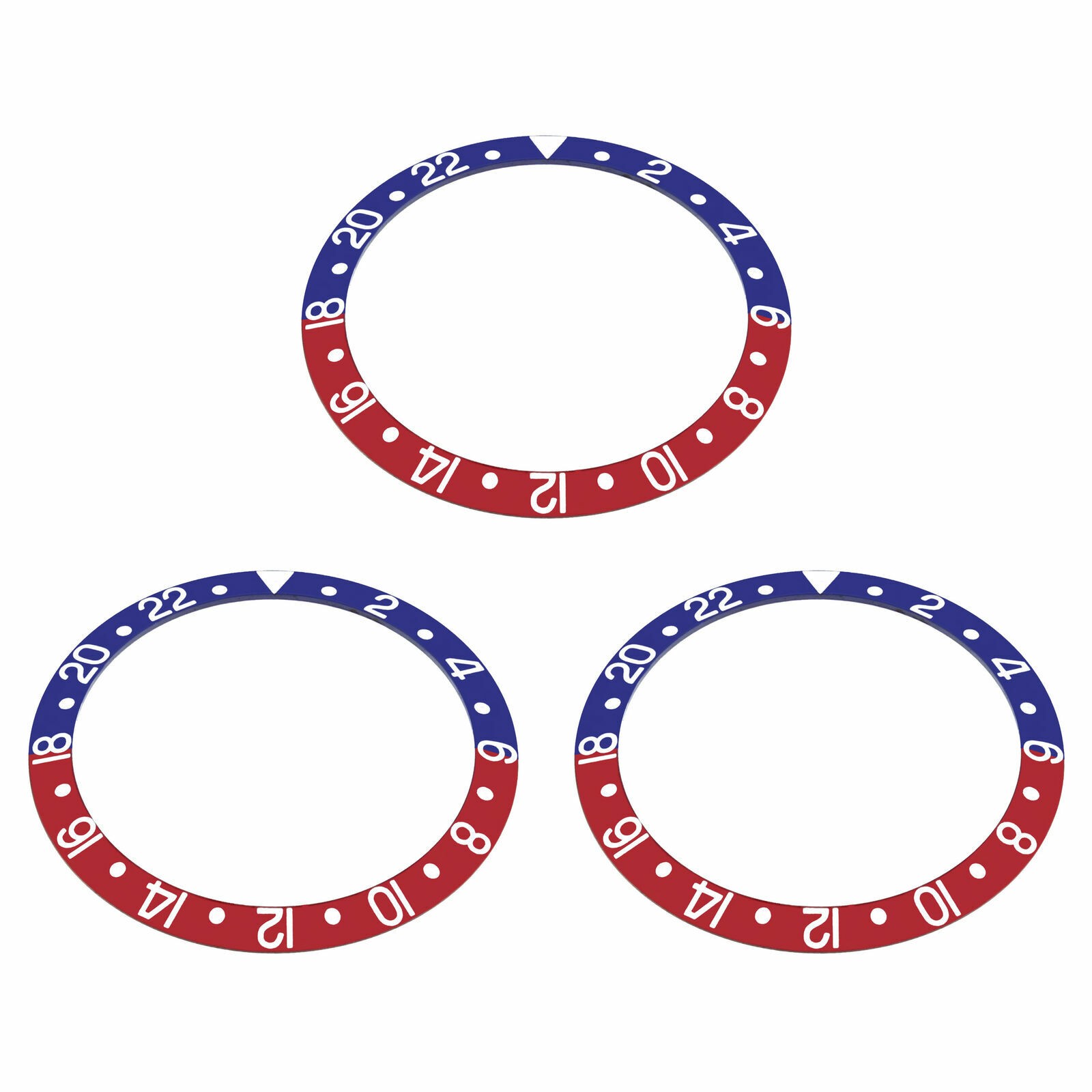 3 BEZEL INSERT ALUMINUM PEPSI FOR ROLEX GMT I MASTER 1675 16750 16753 BLUE/RED