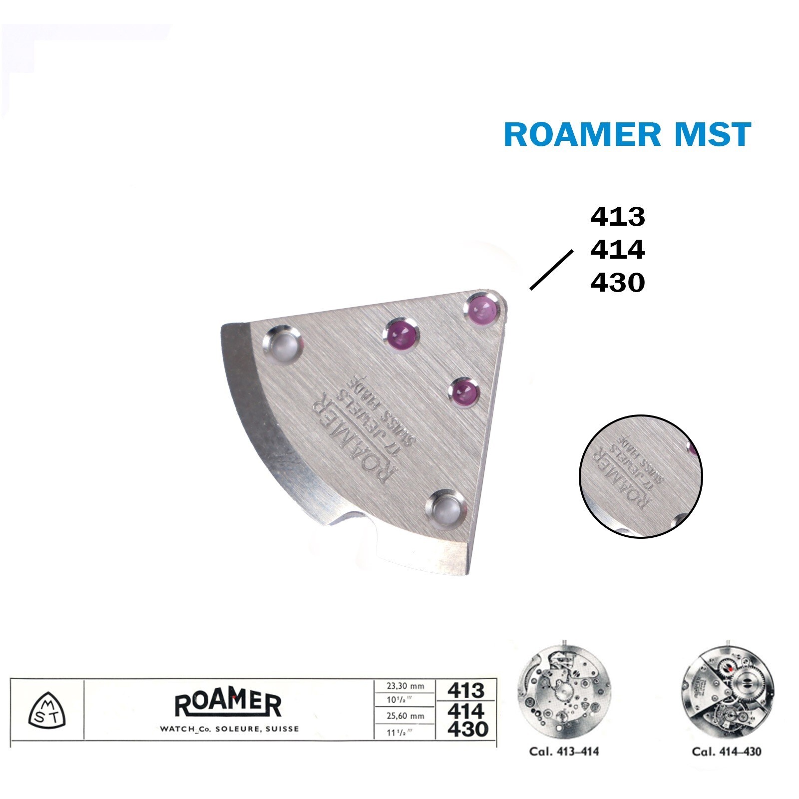 ROAMER MST Spare Part For Swiss Movement 413 or 414 or 430.