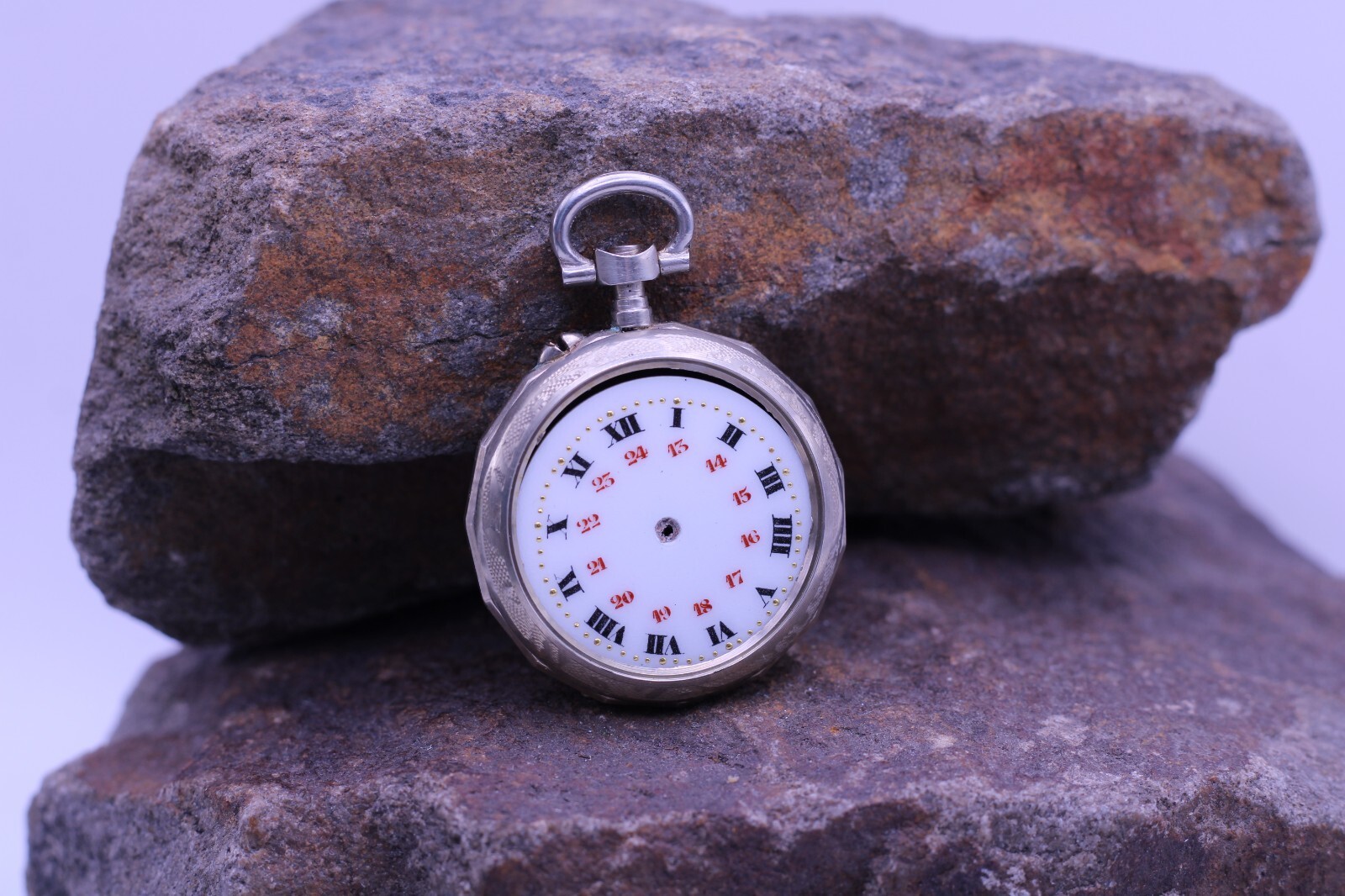 ARGENTAN LADIES SWISS POCKET WATCH FANCY CASE & DIAL 30.5mm DIAMETER NOS (ES)