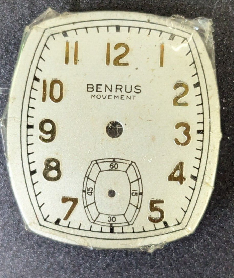Vintage NOS Benrus Deco Wrist Watch Dial with Seconds Sub Dial