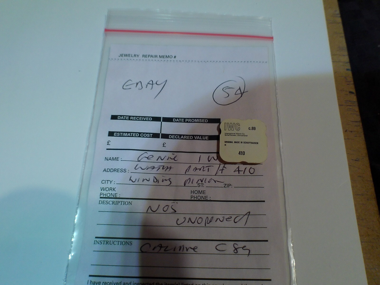 NOS Genuine IWC calibre C.89 watch part 410, WINDING PINION