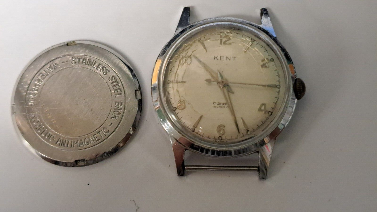 Vintage Kent watch movement winding with dial, runs, 17 rubis/jewels France
