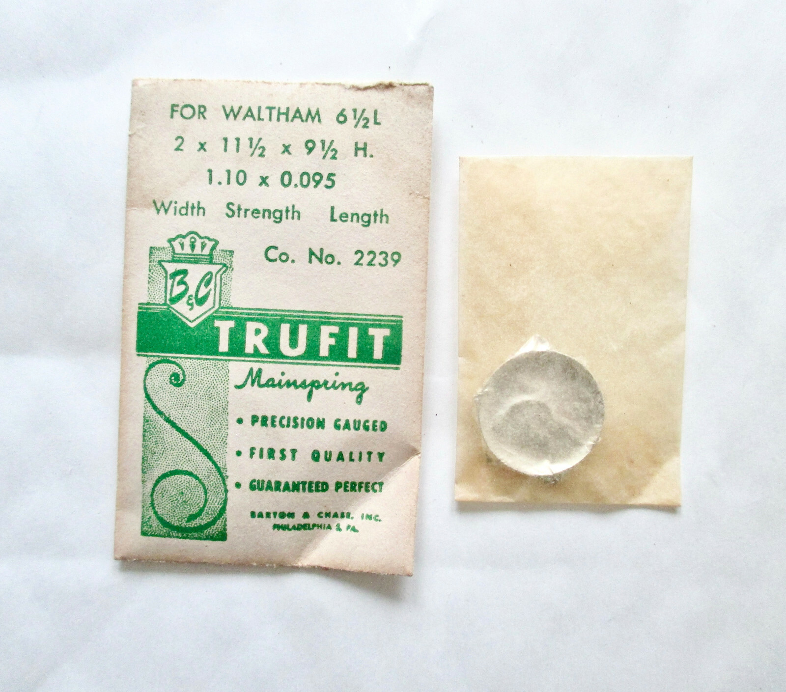 Barton & Chass Trufit Mainspring For Waltham 6 1/2 L (Spring Barrel)