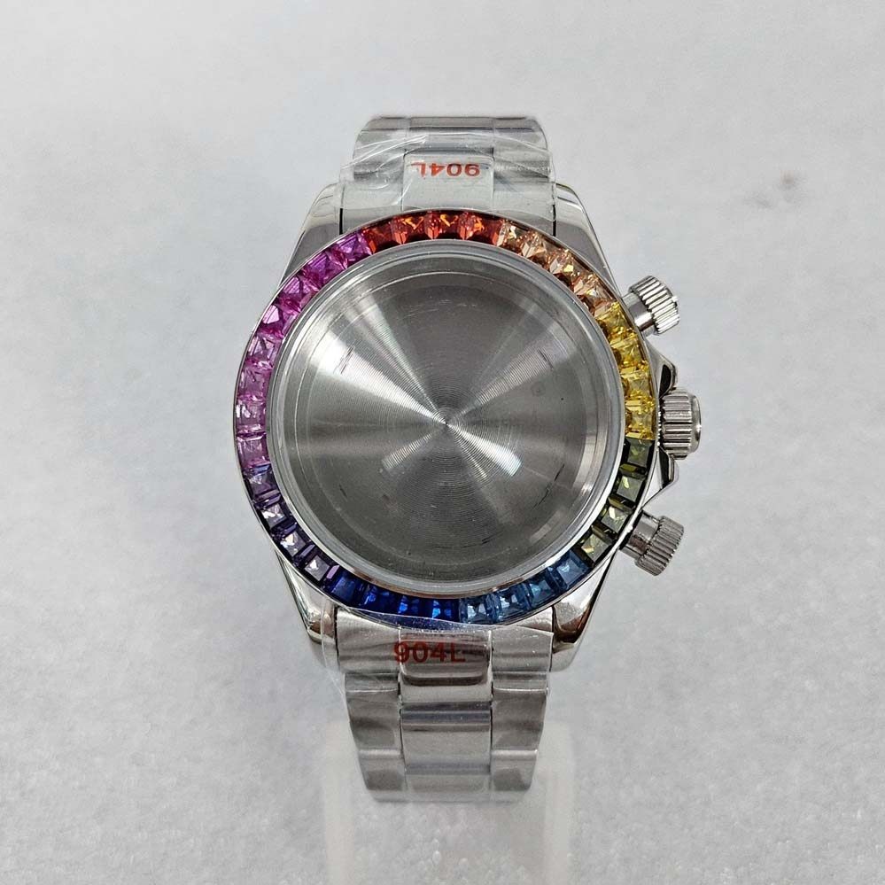 39MM Watch Case for Quartz VK63 Fine Steel Strap Sapphire Glass Colorful Cases