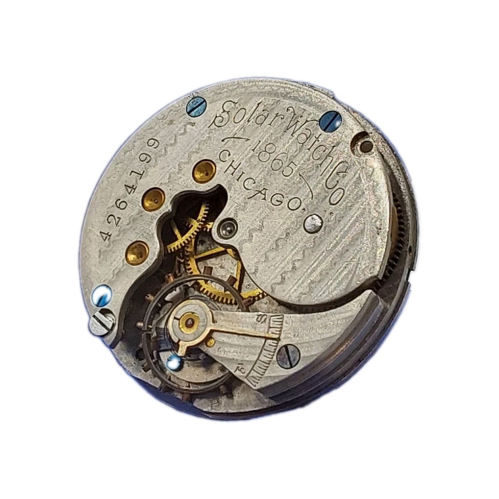 Solar 148 6s Movement Sunk Enamel Dial Pocket Watch Parts 2056