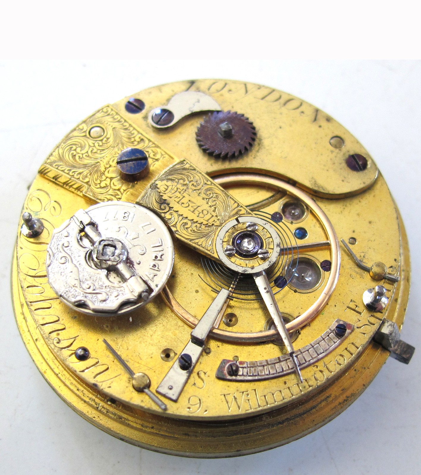 LEVER FUSEE -E.D. Johnson – London 1877 PocketWatch Movement – Winder Attachment