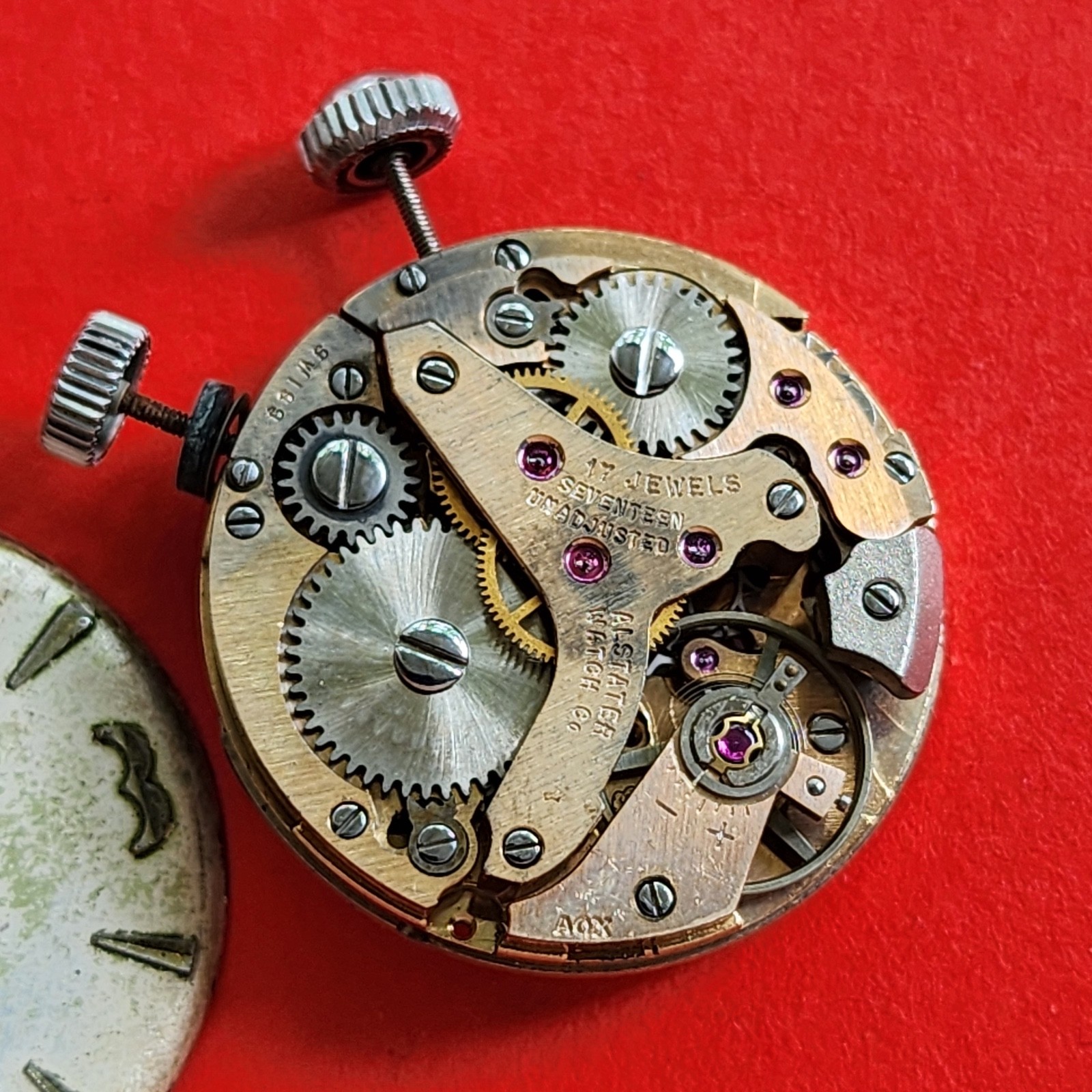 Wakmann Alarm Watch Movement Alstater Dial Crown Stem Balance Parts Cricket