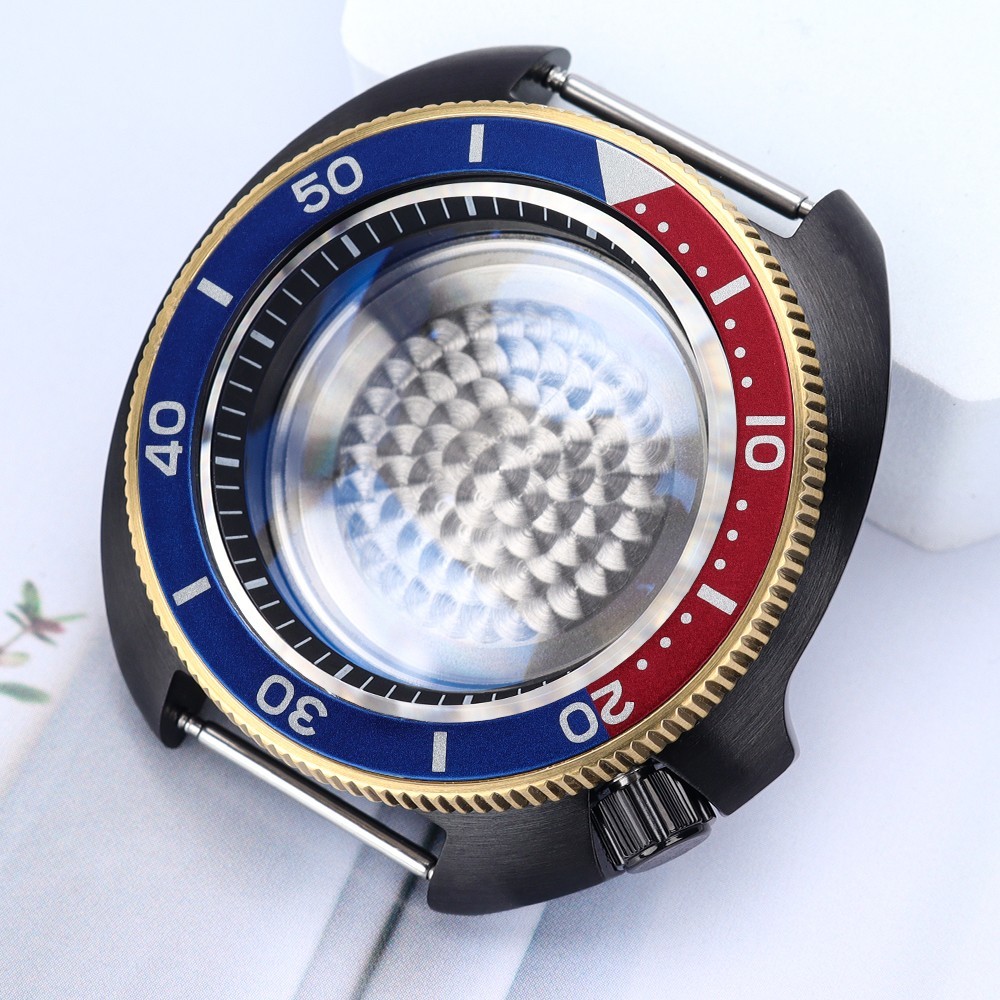 PVD Steel 44mm Watch Cases Modify turtle Mod Sapphire 10ATM For Seiko NH35 NH36