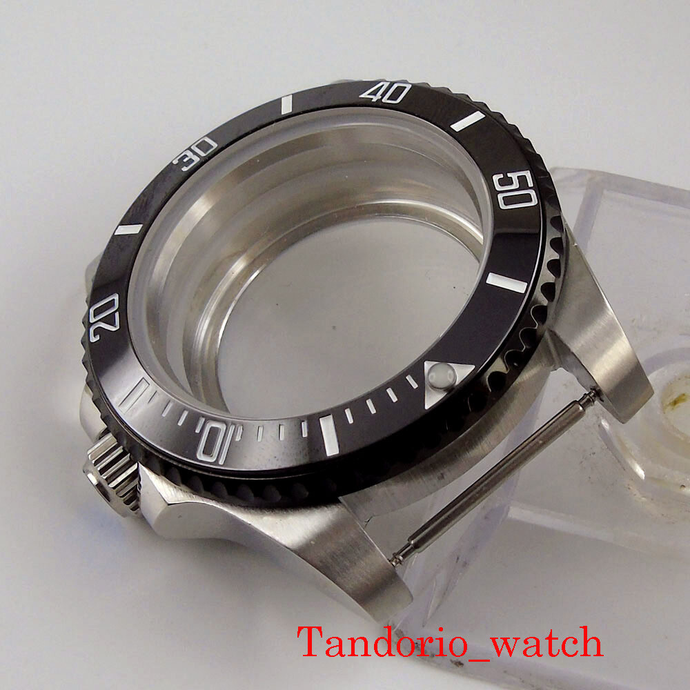 Fit NH35A NH36A Movement 40mm Watch Case Black PVD Ceramic Bezel Sapphire Glass