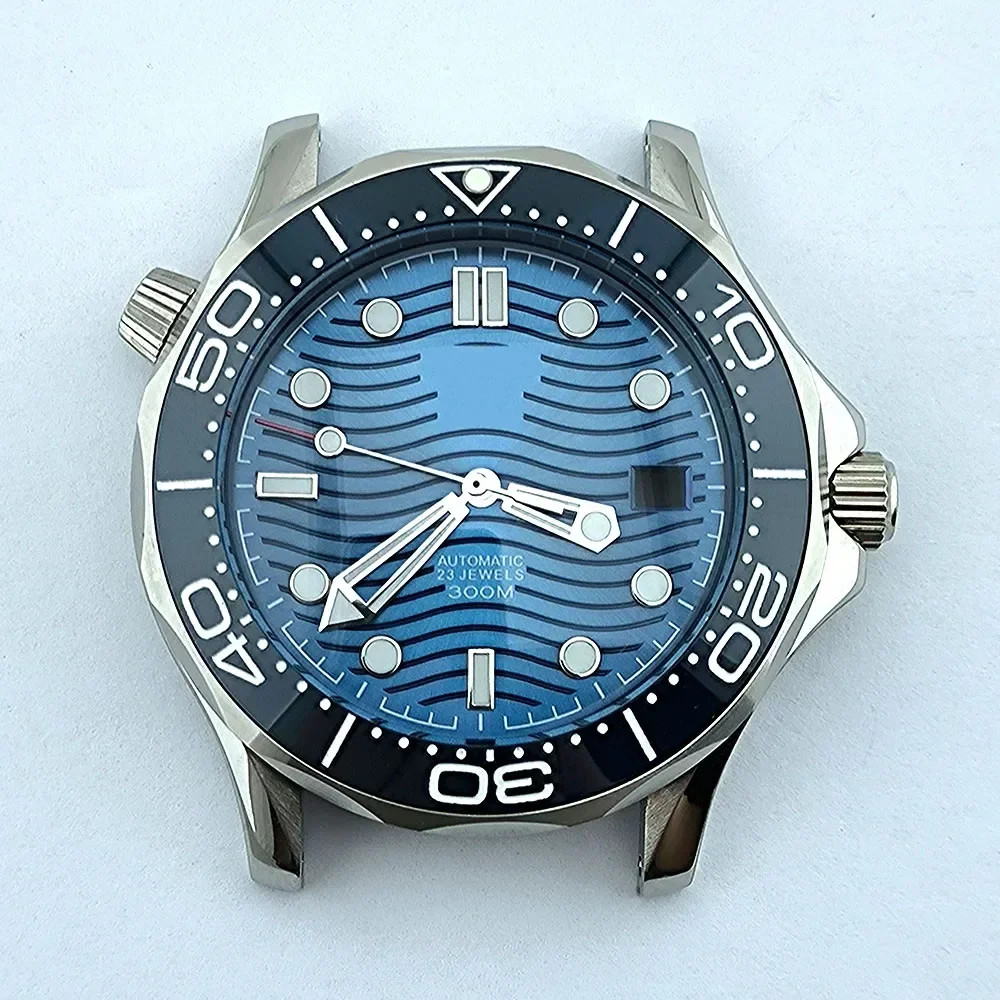 Stainless Steel Strap for Seamaster 300 NH35 Case Dial Hands 41mm Silver Mod Kit
