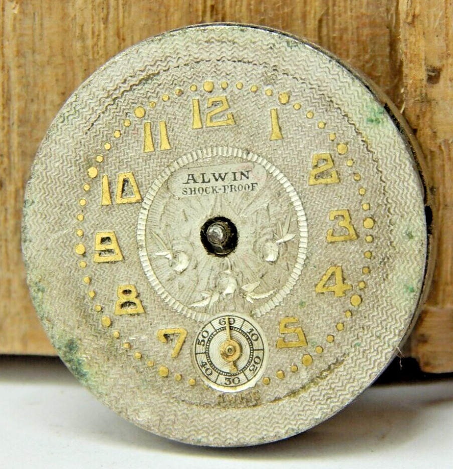 Vintage Alwin 6 jewel 2 Adjustment shock proof hunting watch movement with dial