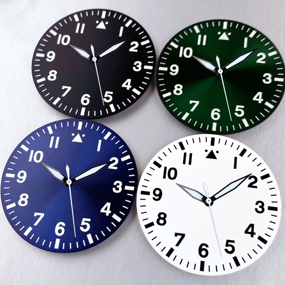 Classic Simple 38mm Black White Blue Number Watch Dial Face For NH35 NH36 2824