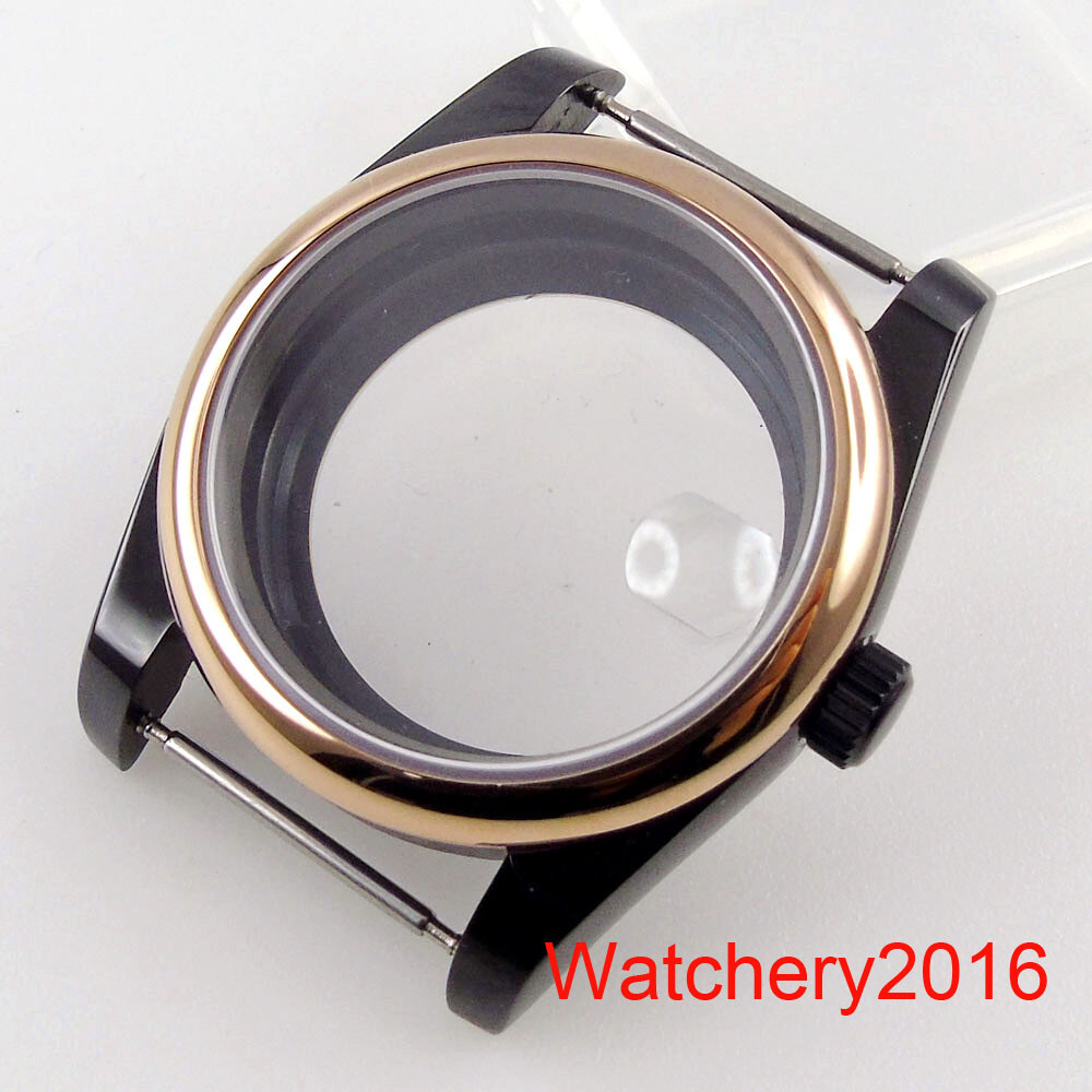 Black PVD 39mm 36mm Sapphire Glass Watch Solid Case Fit NH35 PT5000 Movement