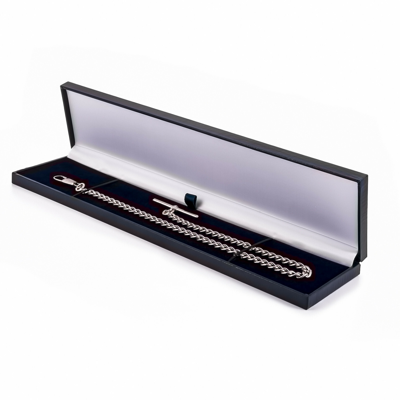 Brand New Silver Colour Single Albert Pocket Watch Chain With Pendant 143