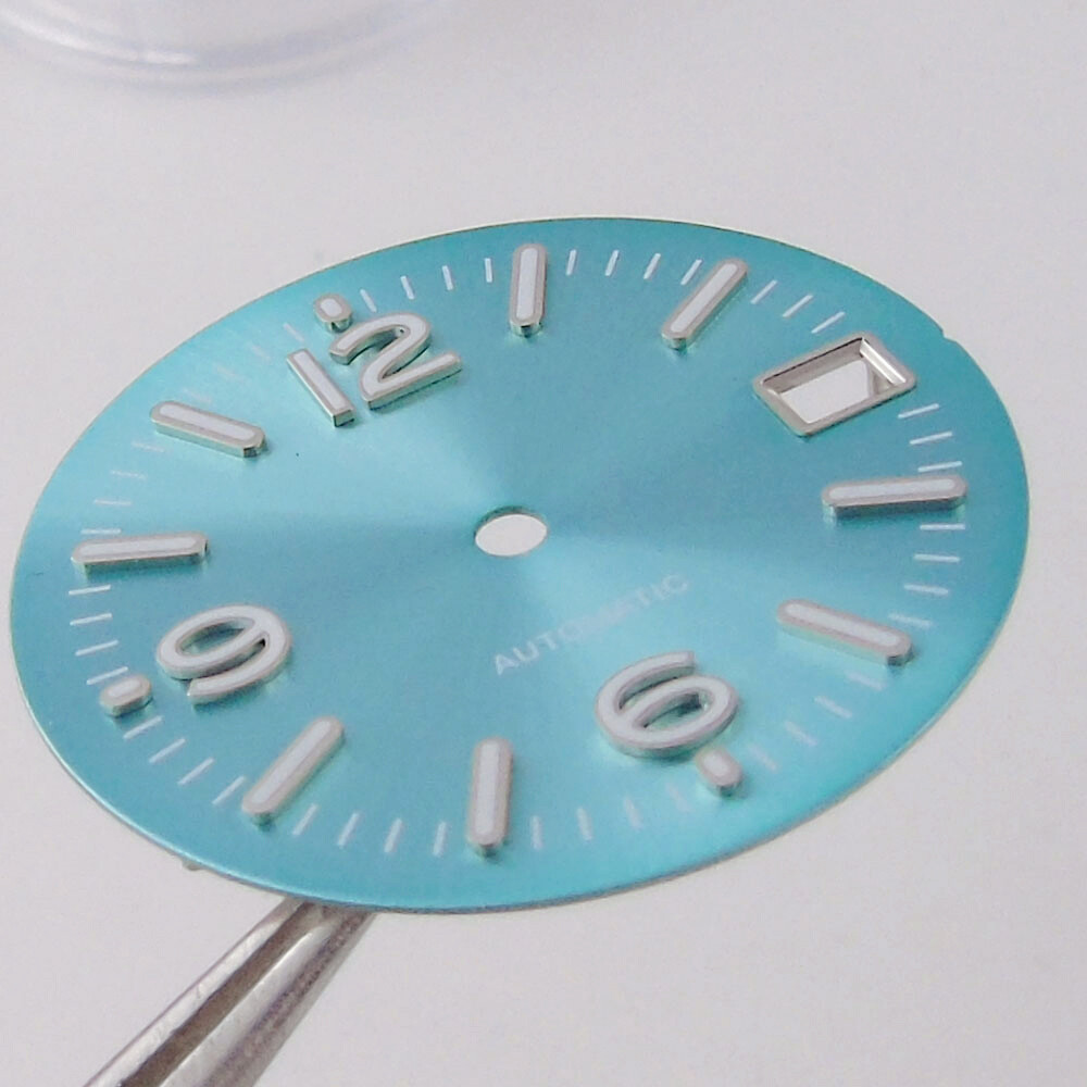 29mm Blue White Black Sterile Sunburst Watch Dial Fit Automatic NH35A NH36A Date