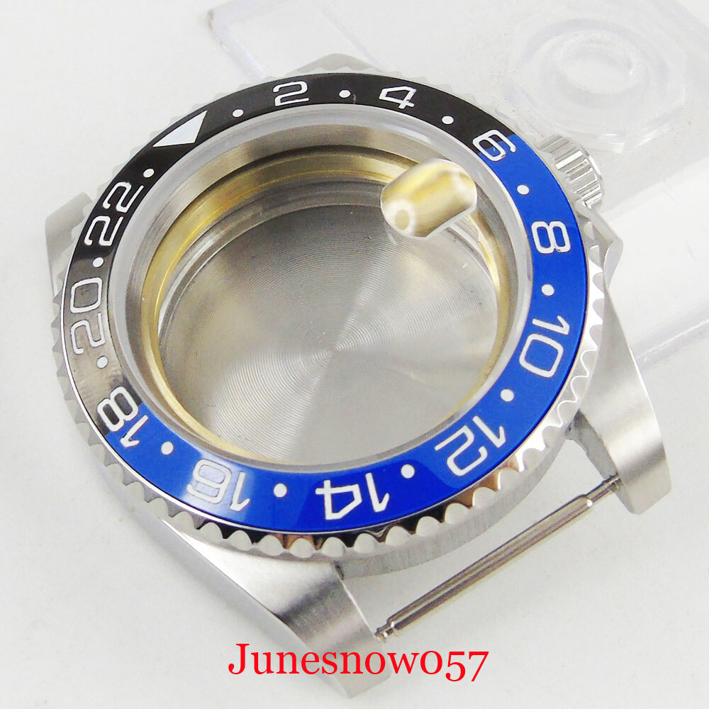 40mm SUB Watch Men Case Sapphire Glass Fit ETA 2836 MIYOTA 8215 821A Metal Back