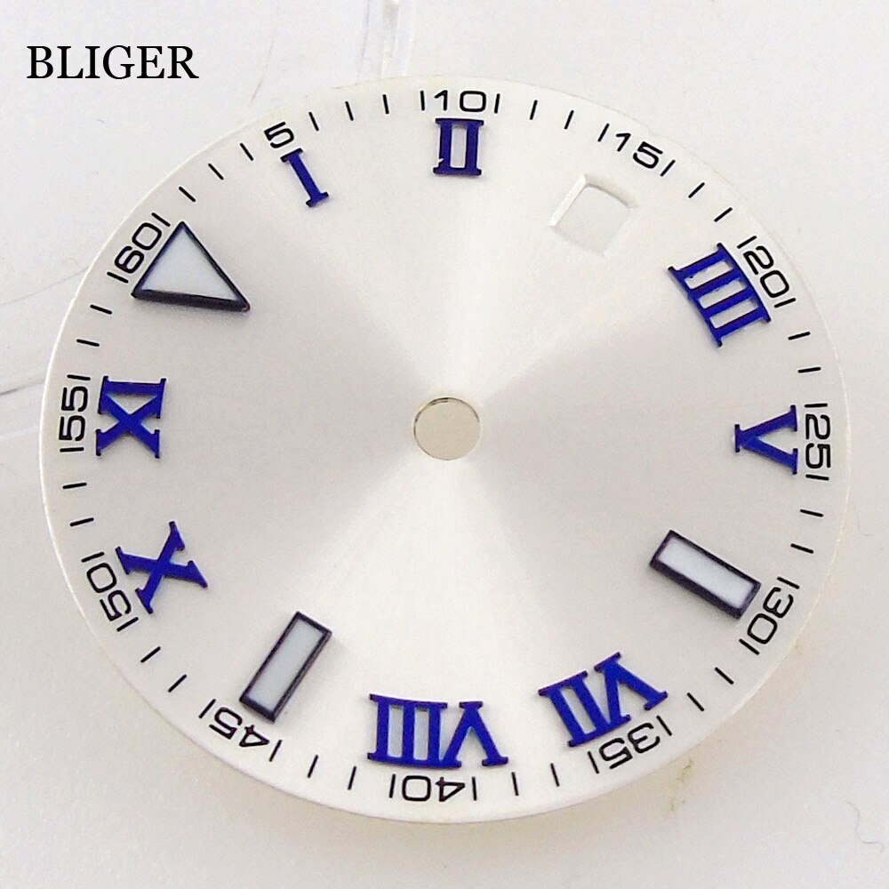29mm Silver Watch Dial Blue Roman Numerals Datejust Hand Fit NH35A MIYOTA 8215