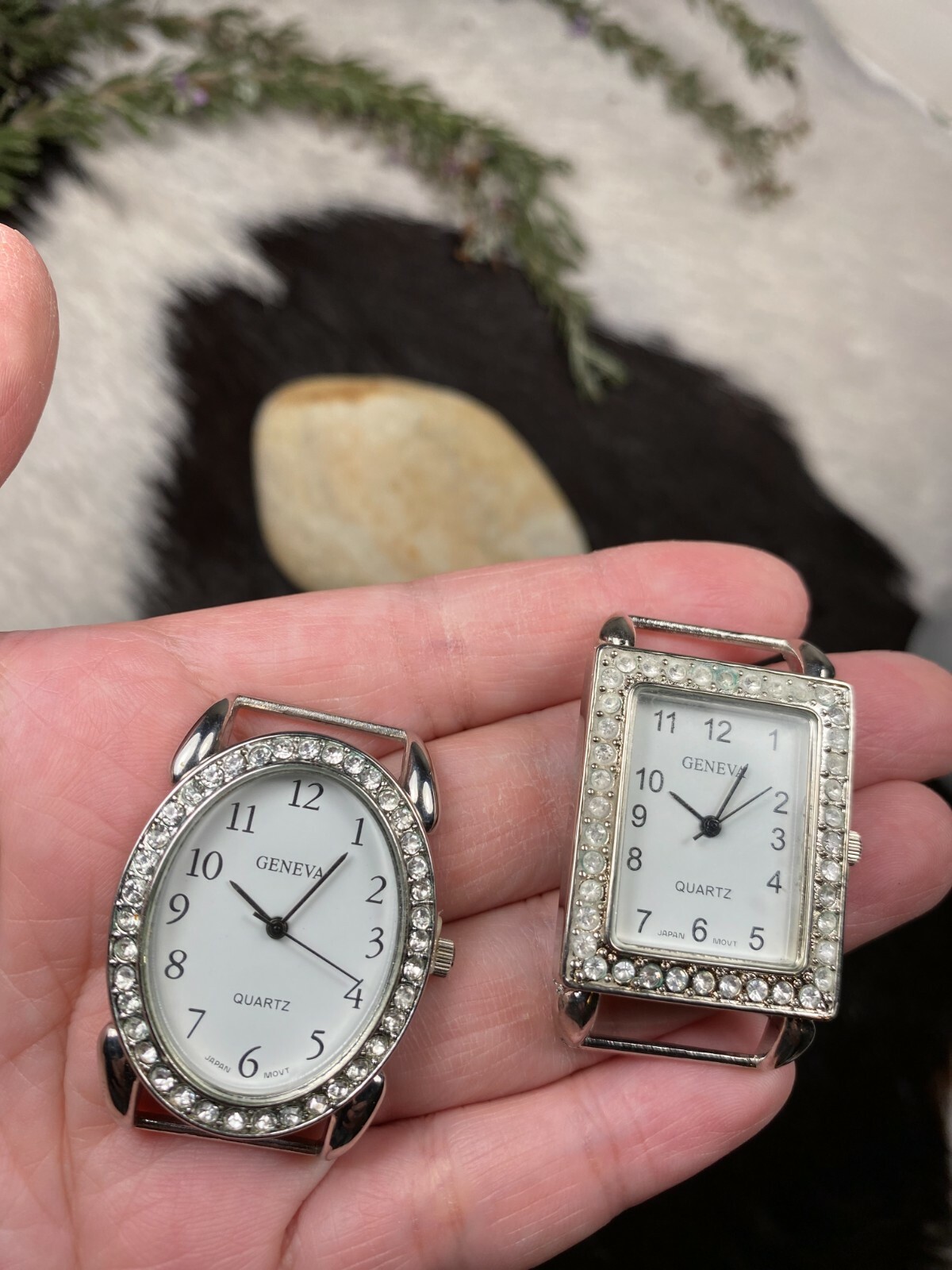 Watch Faces for Beading Ribbon Oval Rectangle Big Surface Battery included 2 pcs