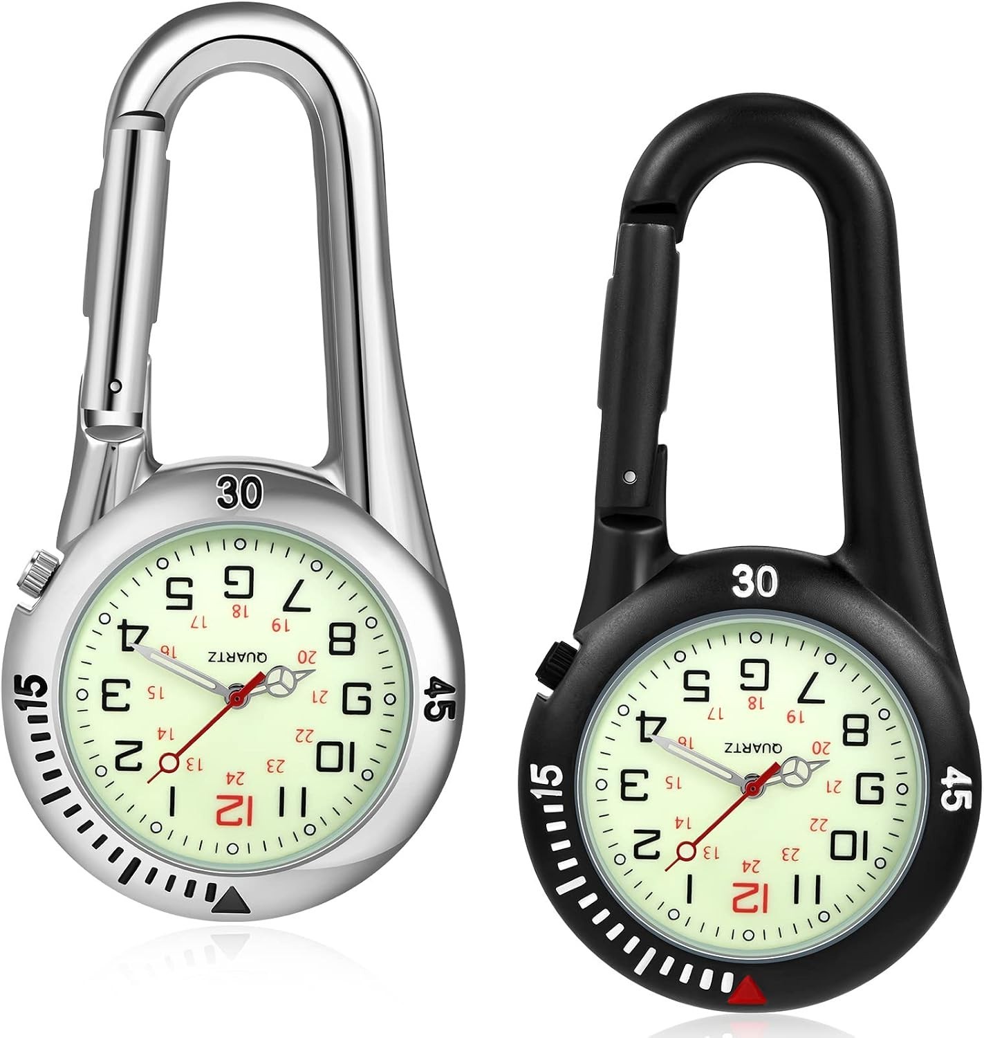 2 Pieces Clip on Quartz Watch Backpack Fob Belt Glow in The Dark Unisex Pocke…