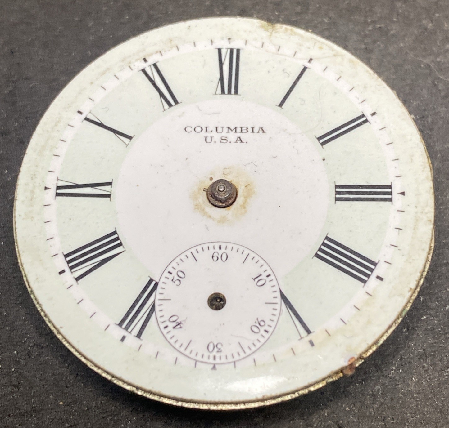 Columbia USA Pocket Watch Movement Green Dial Hunter 6s 7j Parts F8897