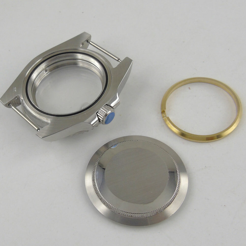 40mm SUB Watch Men Case Sapphire Glass Fit ETA 2836 MIYOTA 8215 821A Metal Back