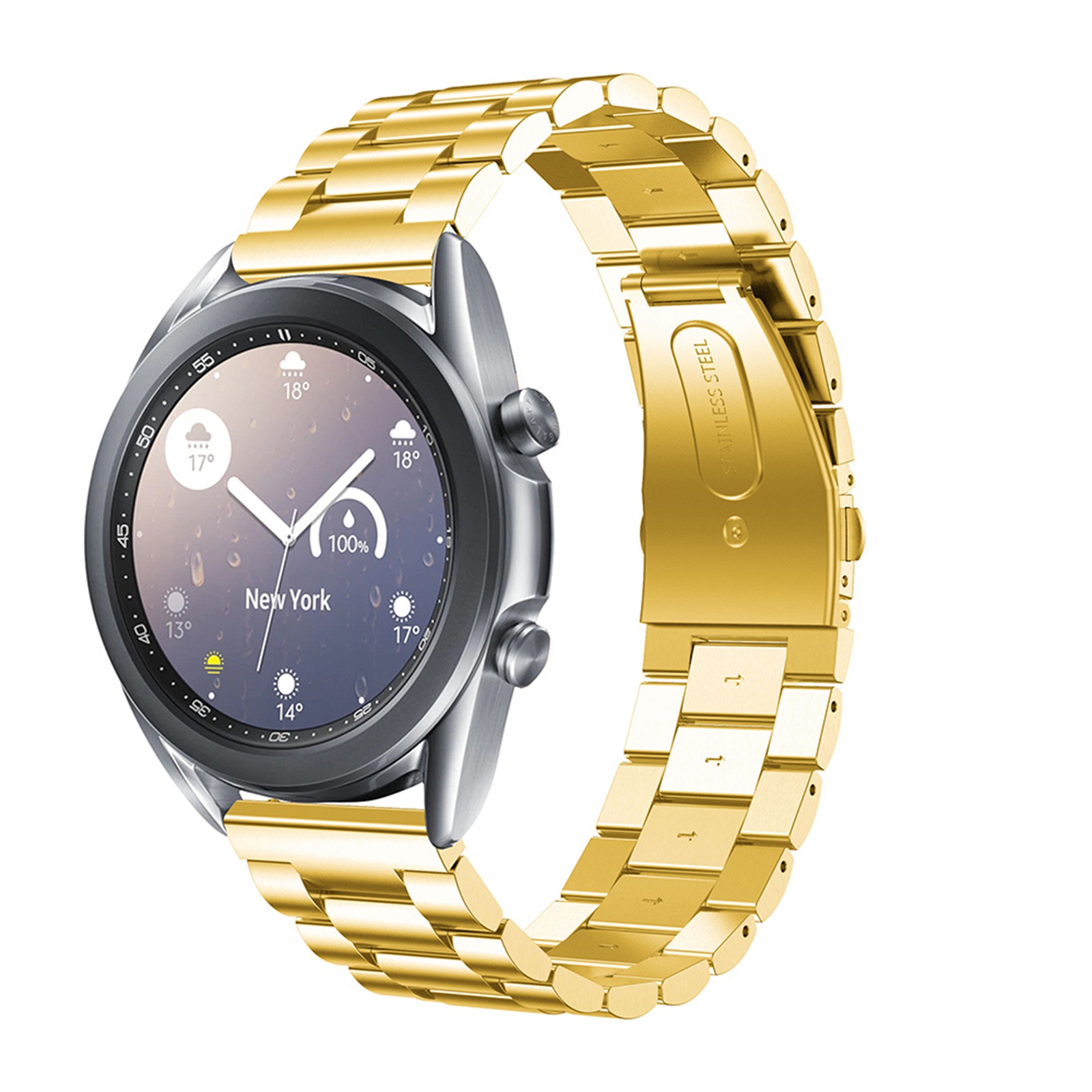 For Samsung Galaxy Watch3 41mm/45mm Solid Stainless Steel Watch Strap