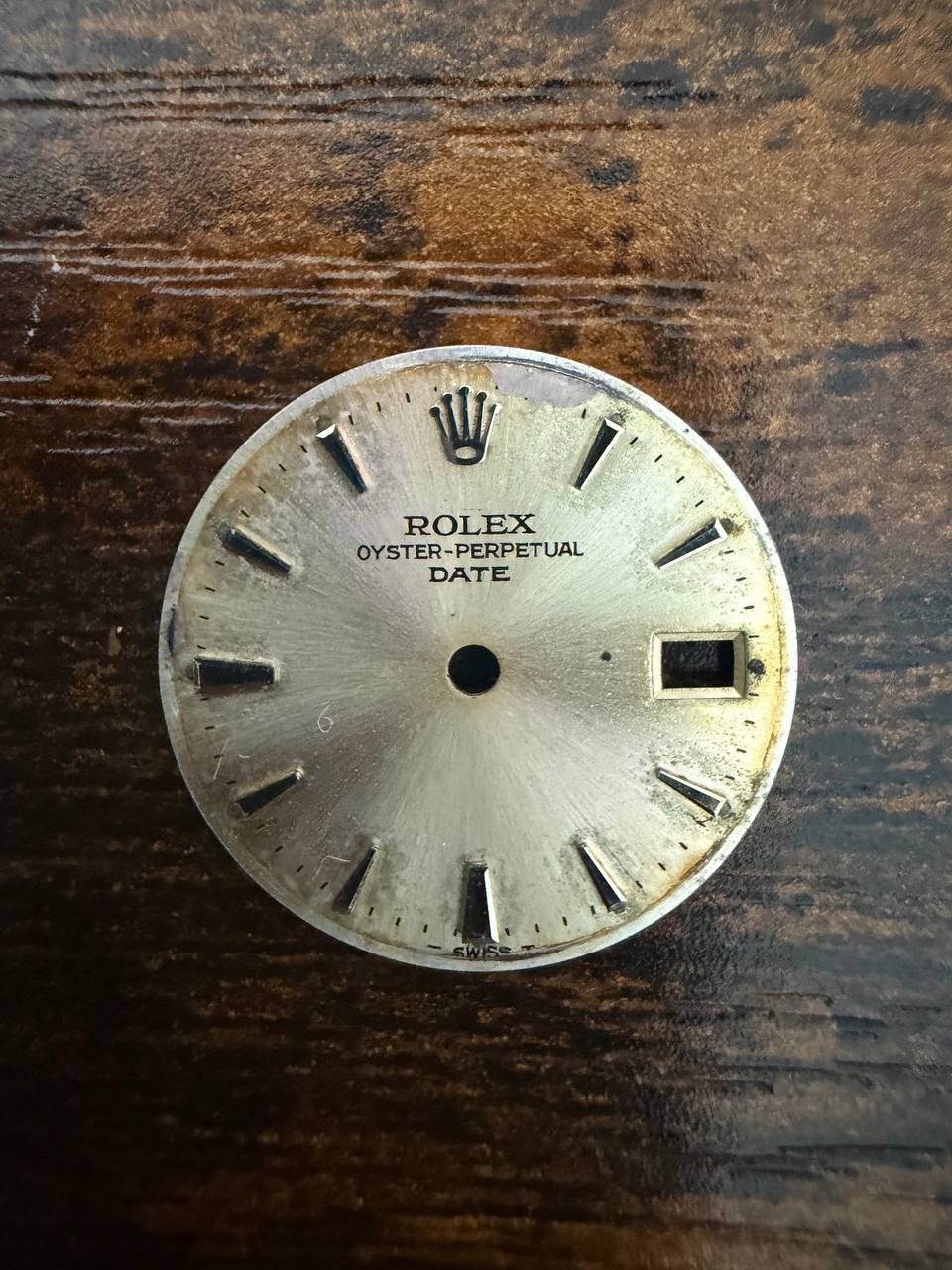 ROLEX LADIES OYSTER PERPETUAL DATE 6517 6516 6519 SILVER STICK DIAL USED COND