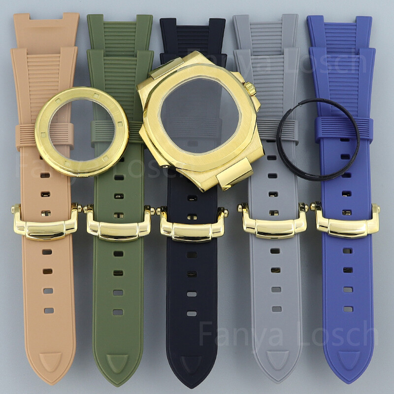Gold 40mm Luxury Square Watch Case Strap Sapphire Glass For Seiko NH35 NH36 Mov