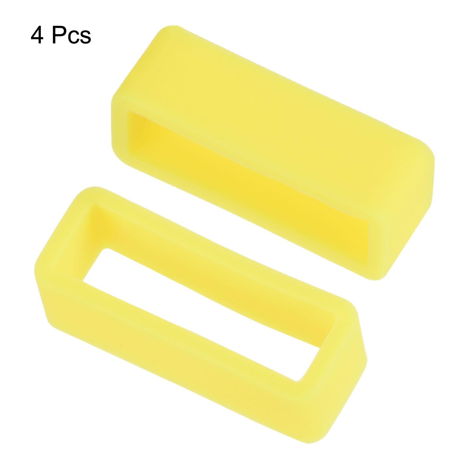 Watch Band Strap Loops Silicone for 22mm Width Watch Band, Yellow 4 Pcs