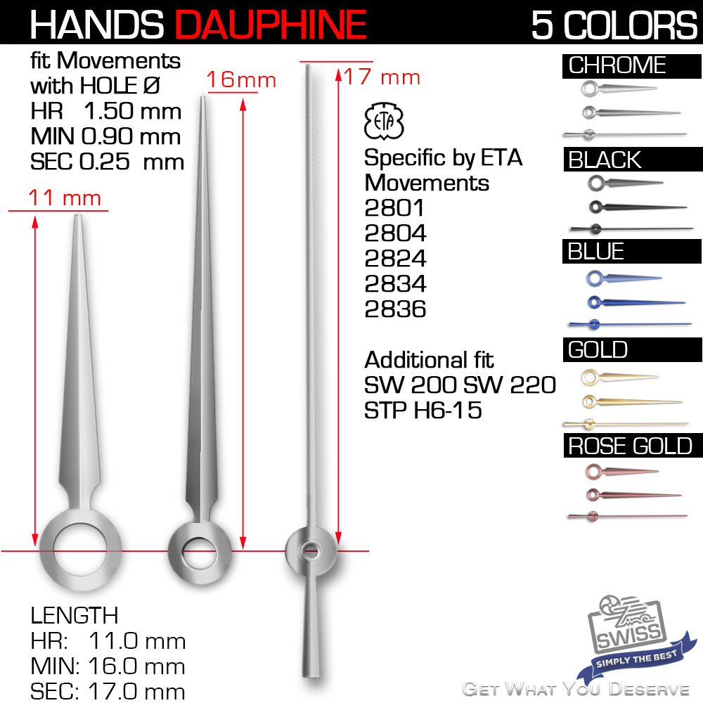 HANDS SET FOR MOVEMENT ETA 2824, SW200 STP FAMILY – Ref DAUPHINE