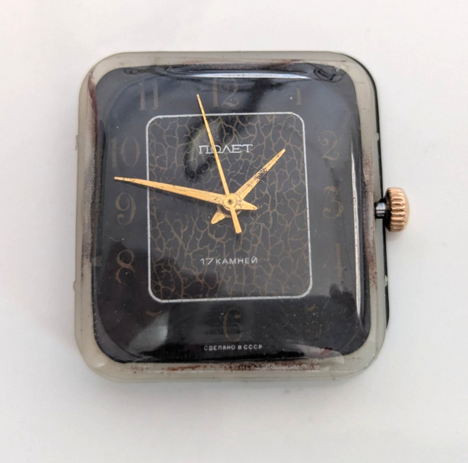 Genuine Poljot 2609.HA 17 Jewel Soviet Watch Movement Black Dial Manual Wind
